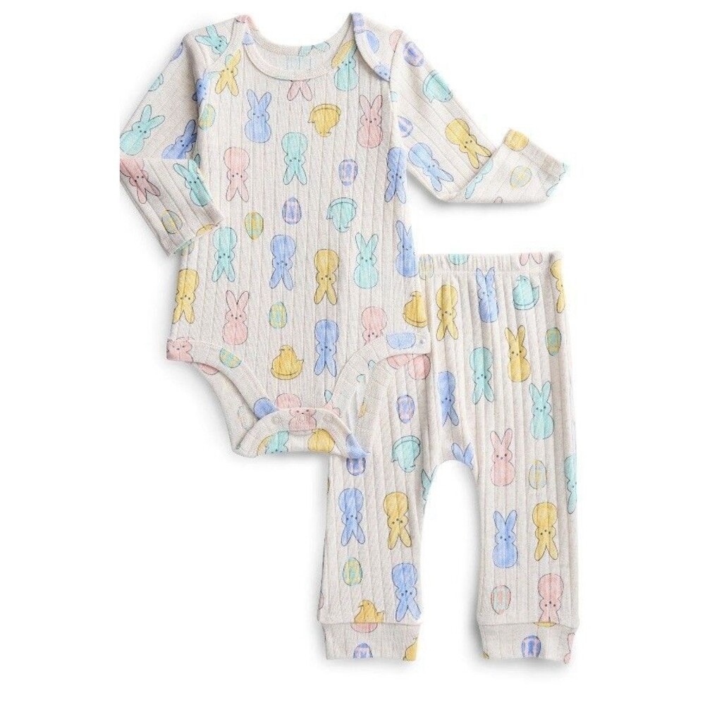 PEEPS 2 Pc Bodysuit & Pants Set Easter Outfit Long Sleeve Newborn